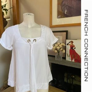 French Connection Sheer White Smock Top